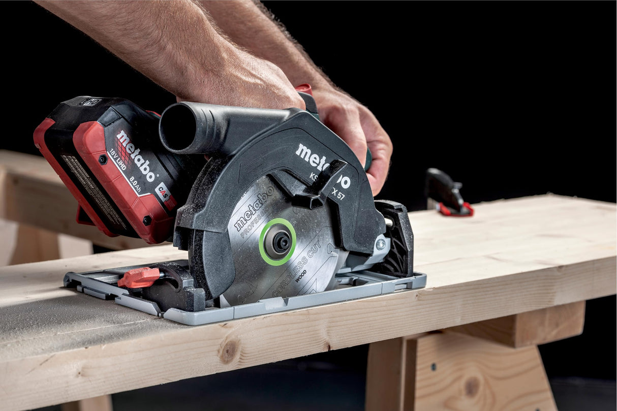 Metabo 601857840 601857840-Sierra Circular a batería 18V Ah Li-Ion KS 18 LTX 57 con maletín MetaLoc, 0 W, 18 V, Negro, Verde, Rojo, Plata