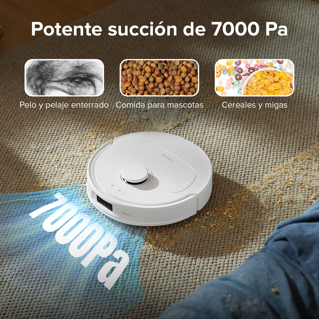 roborock Qrevo S Set Aspiradora Robot, HyperForce® 7000Pa, Autovaciado de Polvo, Base multifunción, Control Inteligente, PreciSense® LiDAR, además 2 Paños de Limpieza, Blanco