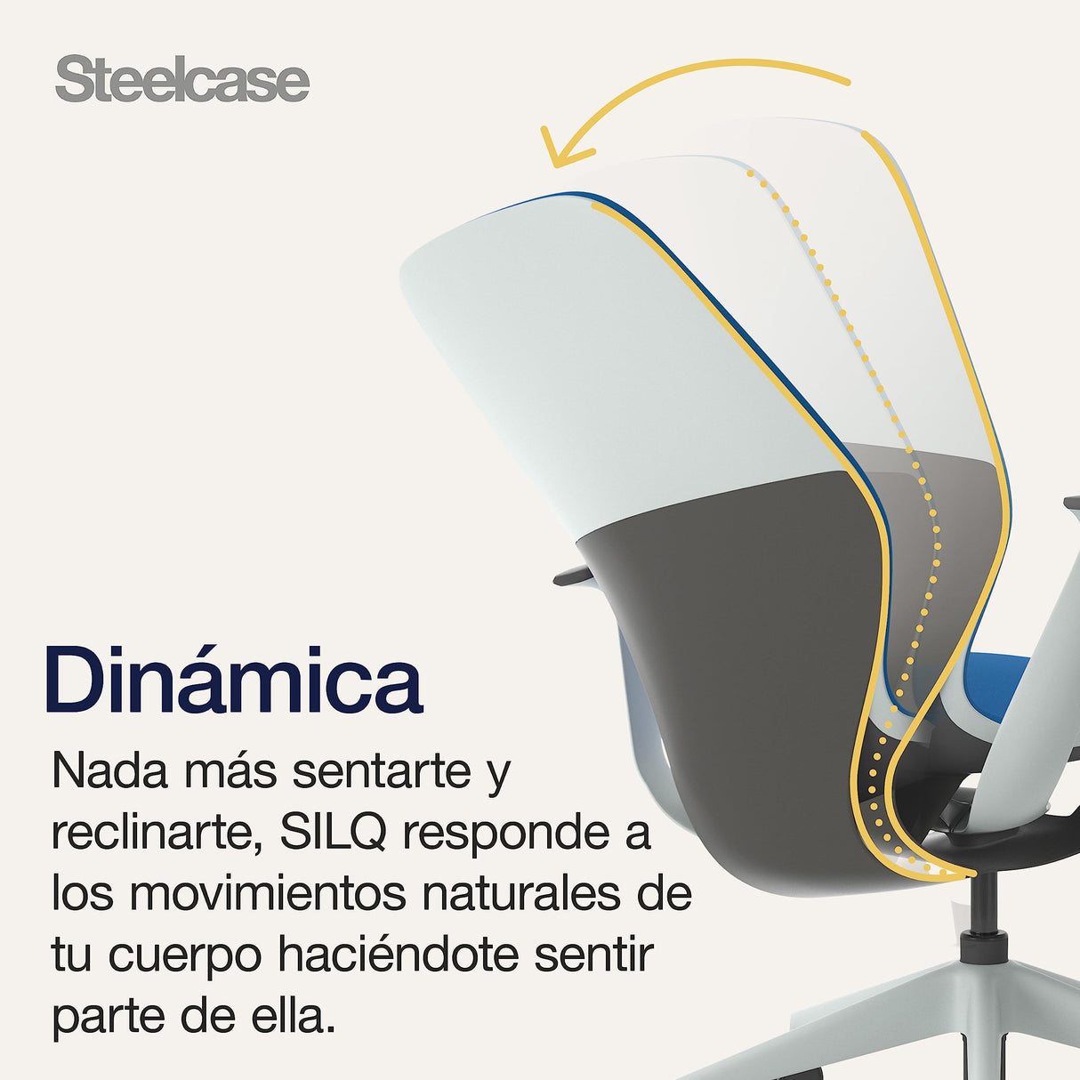 Steelcase SILQ Silla ergonómica de altura regulable, carcasa gris claro o plástico de carbono metalizado y tapicería azul real