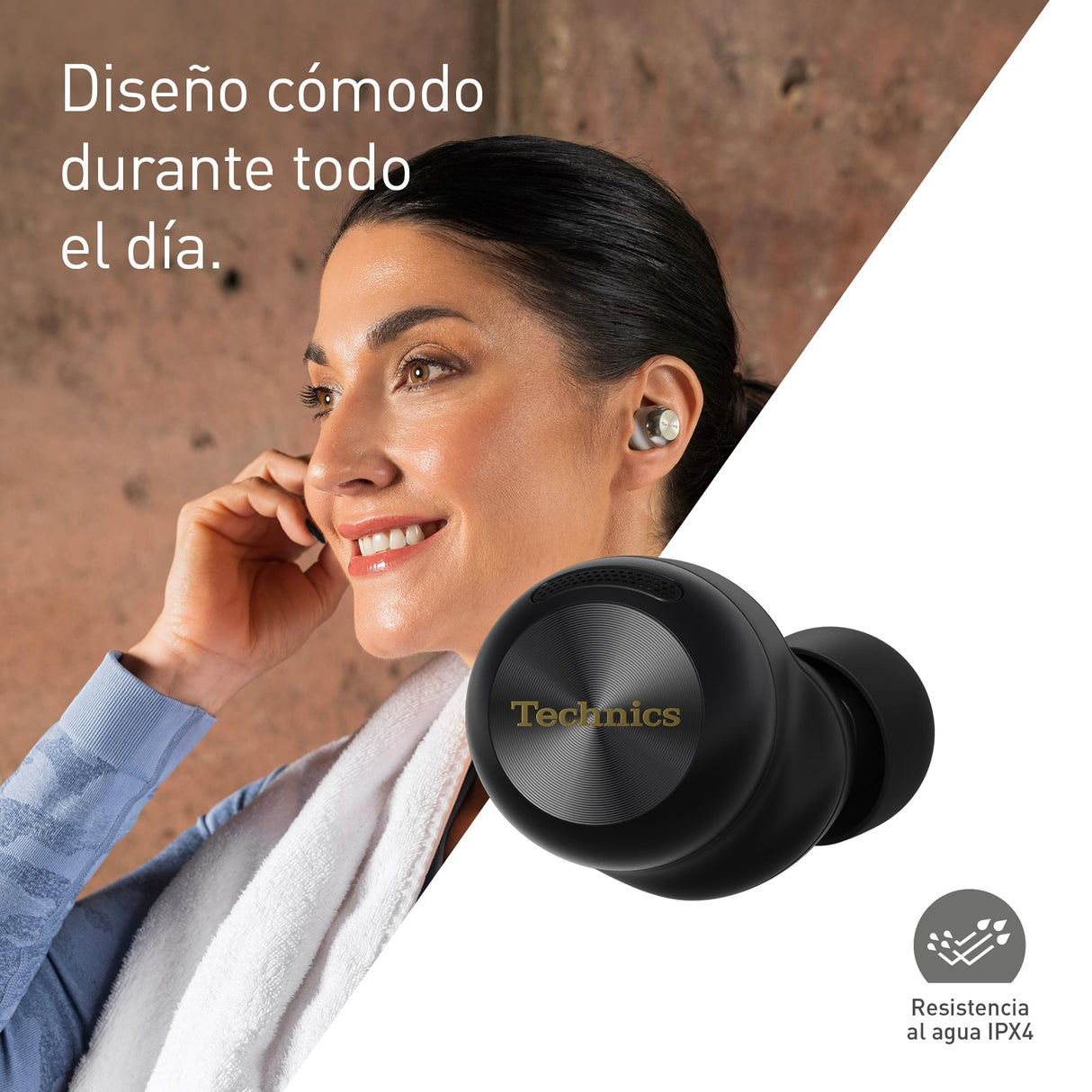 Technics EAH-AZ100E-K Auriculares Inalámbricos con Cancelación De Ruido, Bluetooth Multipunto, Voice Focus AI, Cómodos Auriculares Internos, Color Negro