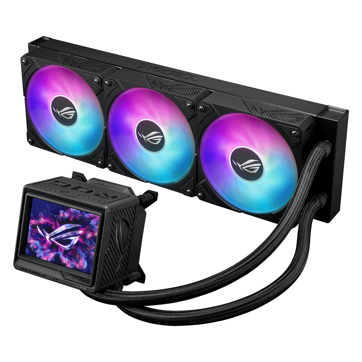 ASUS ROG Ryujin III 360 ARGB Extreme - Sistema de refrigeración AiO con Bomba Asetek Gen8 V2, Ventiladores magnéticos Reforzados, LCD de 3.5'', monitorización del Hardware y GIF Personalizados