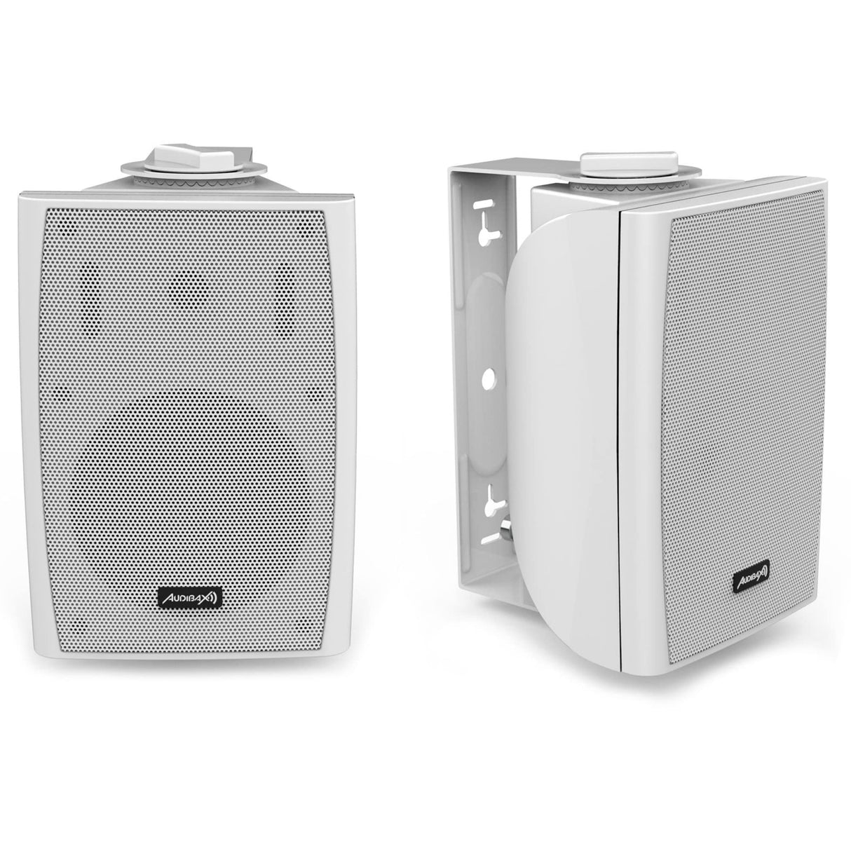 Audibax Elipse 4 Altavoces HiFi Estantería - Pared 2 Vías con Soportes de Pared. Blancos Pareja