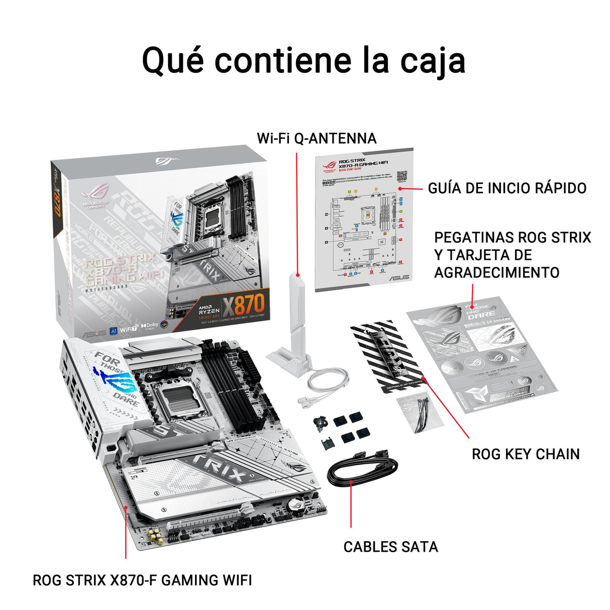 ASUS ROG Strix X870-A Gaming WiFi - Placa Base AMD ATX, 16+2+2 etapas de Potencia, DDR5, 4X M.2, PCIe 5.0 Compatible con GPU de última generación, WiFi 7, USB 20 Gbps con PD 3.0 de hasta 30 W