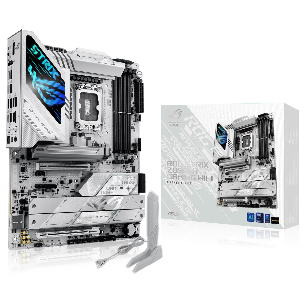 ASUS ROG Strix Z890-A Gaming WiFi - Placa Base ATX, 16+1+2+2 etapas de Potencia, DDR5, PCIe 5.0 Compatible con GPU de última generación, Cinco Ranuras M.2, WiFi 7, AI Overclocking, AI Networking II