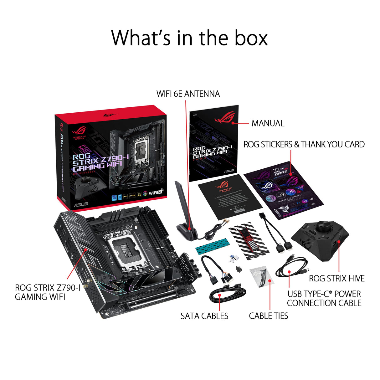 ASUS ROG STRIX Z790-I GAMING WIFI - Placa base Intel LGA 1700 Mini-ITX (VRM de 10 + 1 fases, DDR5, dos ranuras M.2, PCIe 5.0, WiFi 6E, Thunderbolt 4 y USB 3.2 Gen 2x2 tipo C)