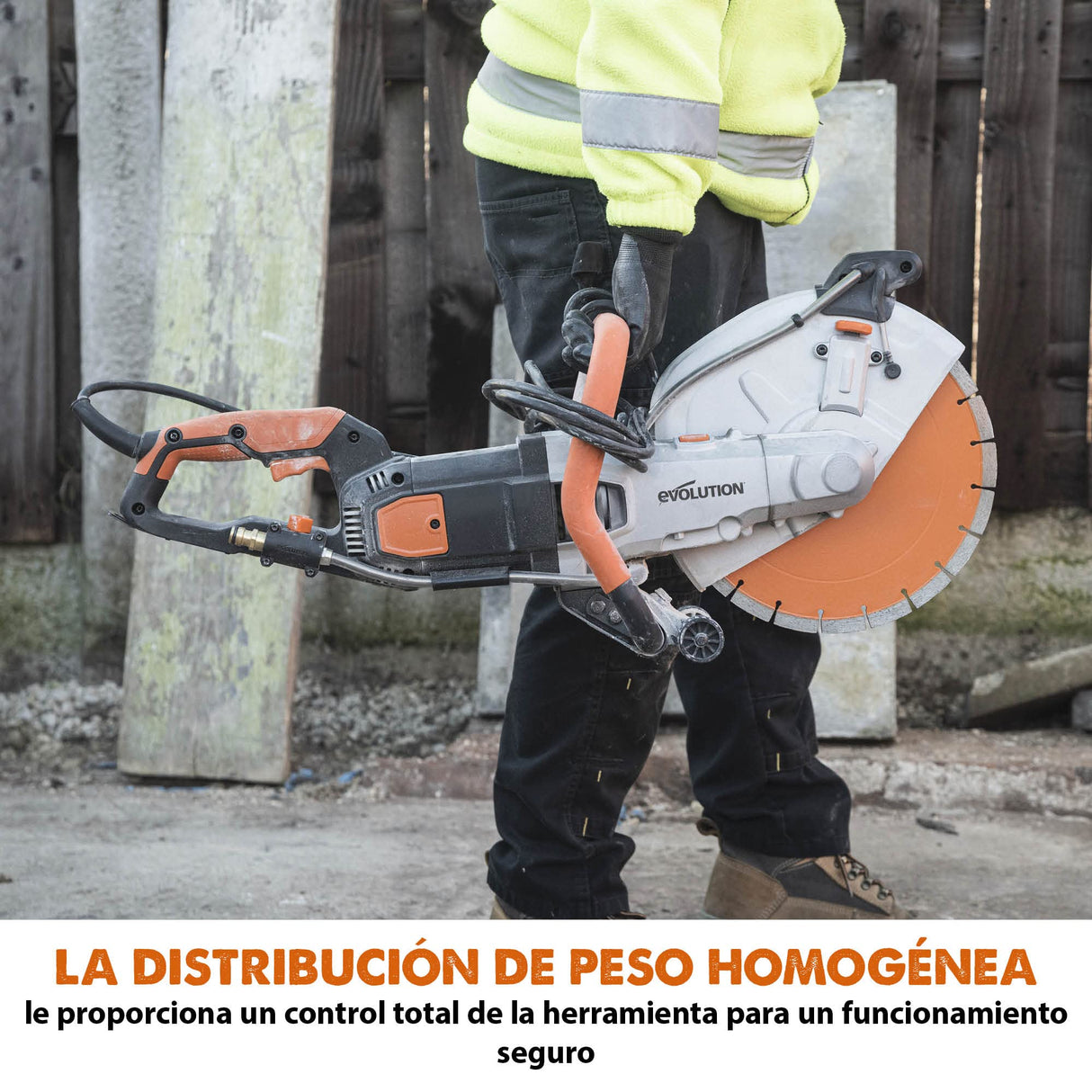 Evolution Power Tools - Sierra para hormigón de 300 mm R300DCT+ motor de 2400 W, sin gasolina, corte de 115 mm, incl. hoja de diamante prémium, tronzadora