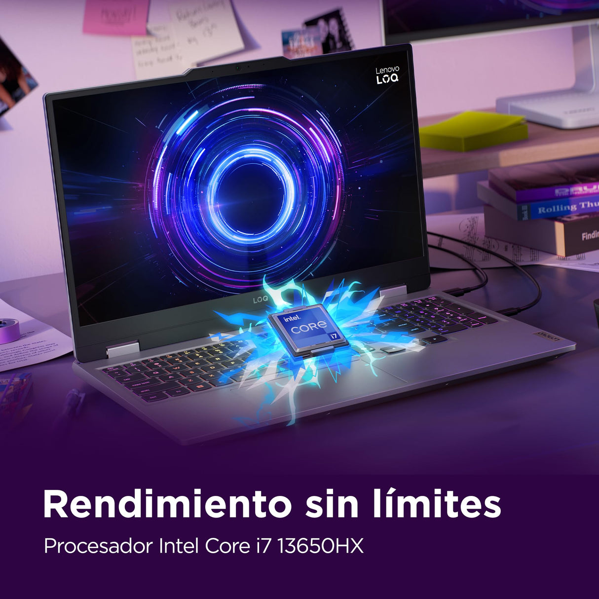 Lenovo LOQ Gen 10 - Portátil Gaming IA 15.6" FHD (Intel Core i7-13650HX, NVIDIA GeForce RTX 5060, 32 GB RAM, 1 TB SSD, 144 Hz, Wi-Fi 6, Sin Sistema Operativo) QWERTY RGB 24 Zonas Español - Gris