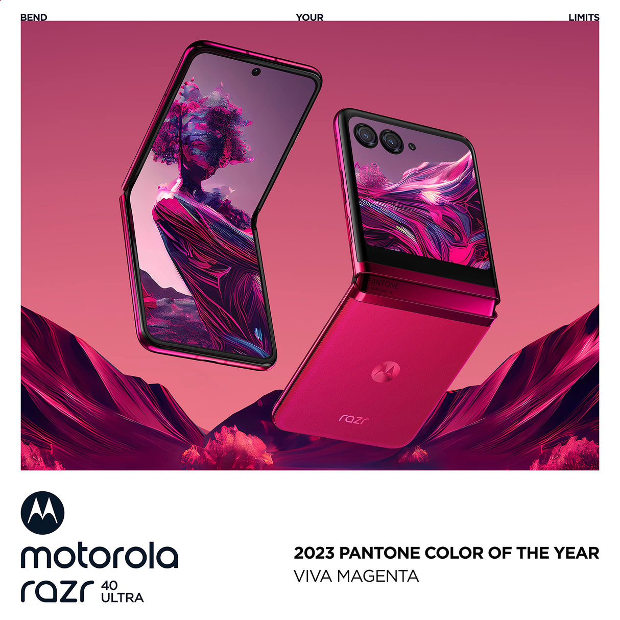 Motorola RAZR 40 Ultra, 8/256GB, procesador Snapdragon 8+ Gen 1, diseño Plegable, cámara Flex View, batería de 3800 mAh con Carga rápida de 33 W, Dual SIM/eSim, Viva Magenta (Versión ES/PT)