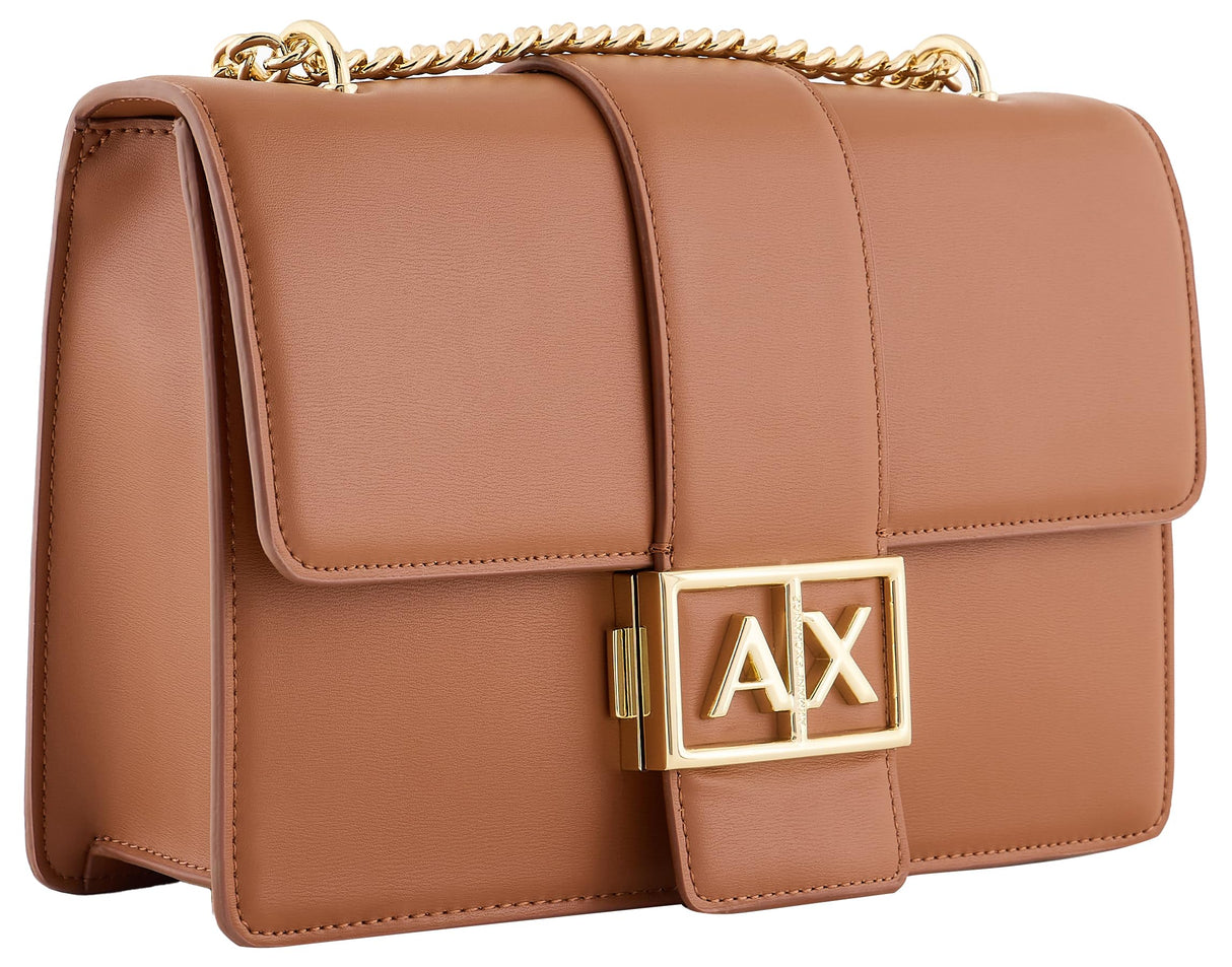 Armani Exchange Jodie-Correa para el Hombro con Cadena de Oro, Crossbody M Mujeres, Whisky, Einheitsgröße