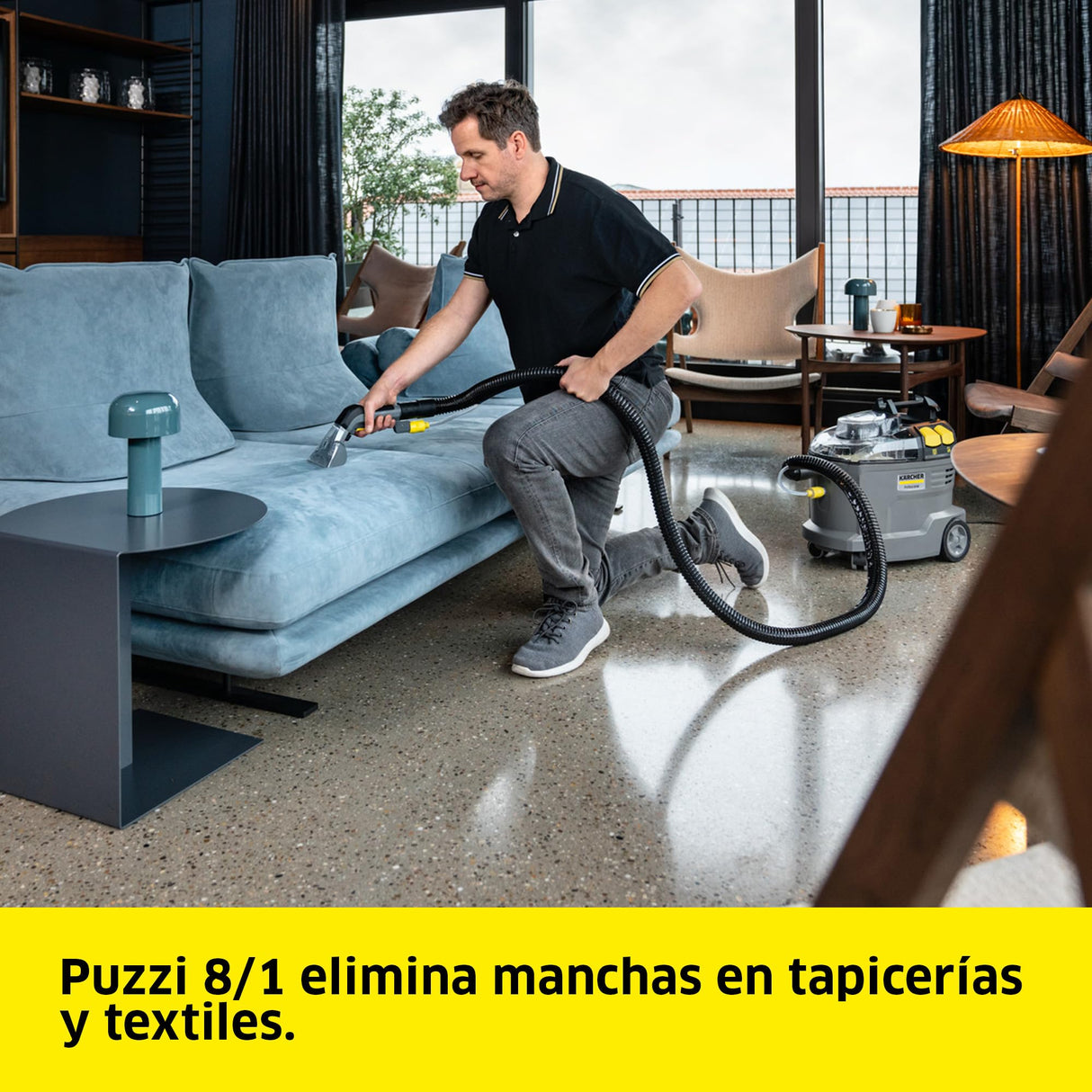 Kärcher Lava-aspiradora Puzzi 8/1, para tapicerías y superficies textiles, depósito: 8 l, caudal de pulverización: 1 l/min, superficie: 12-18 m²/h, peso: 8,6 kg, boquilla para tapicerías