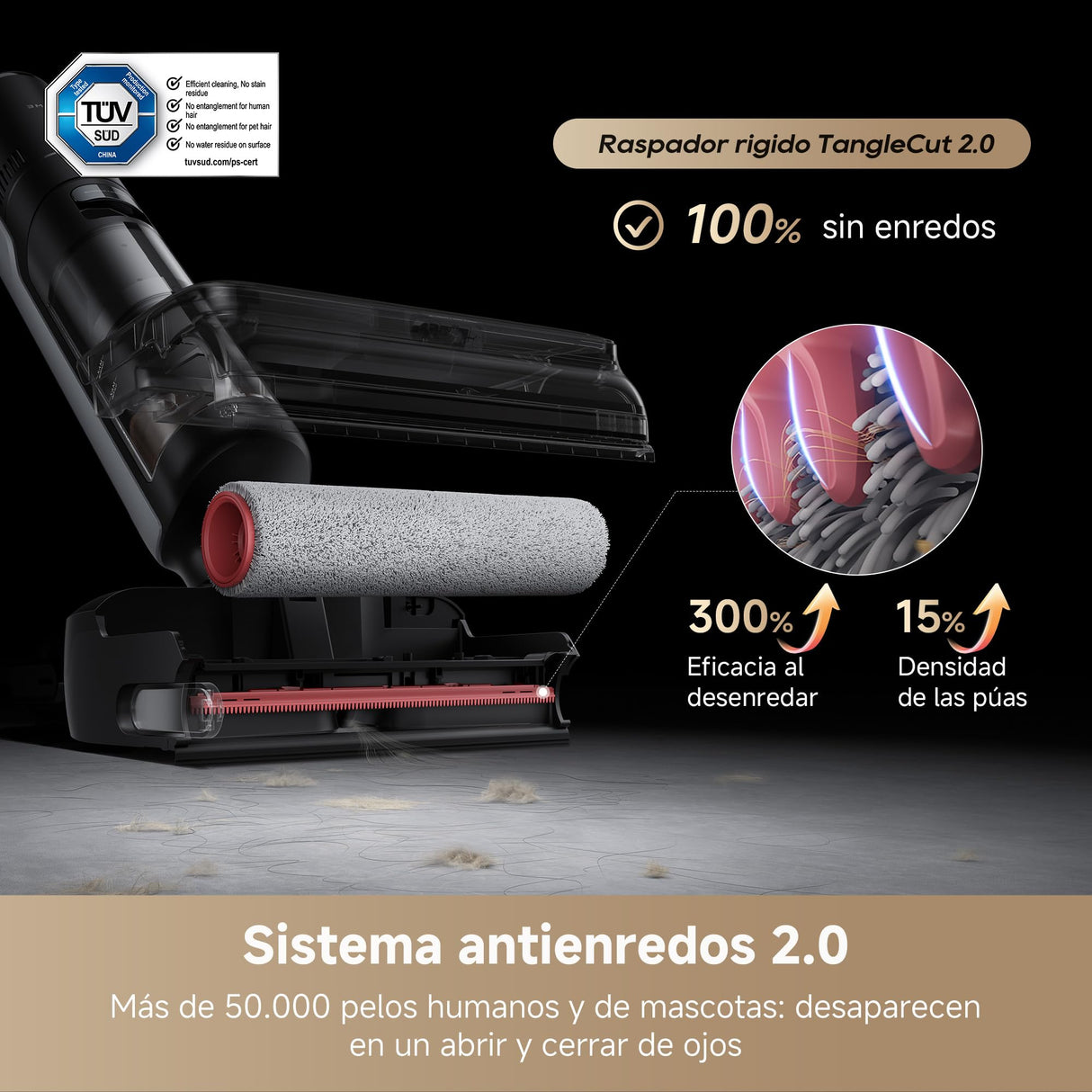 DREAME H15 Pro FoamWash Aspirador en Seco y Húmedo, Lavado con Espuma Focalizado, Solución de Limpieza con Proporción Inteligente, Brazo Robótico con IA 2.0, TangleCut 2.0, Lavado a 100 °C