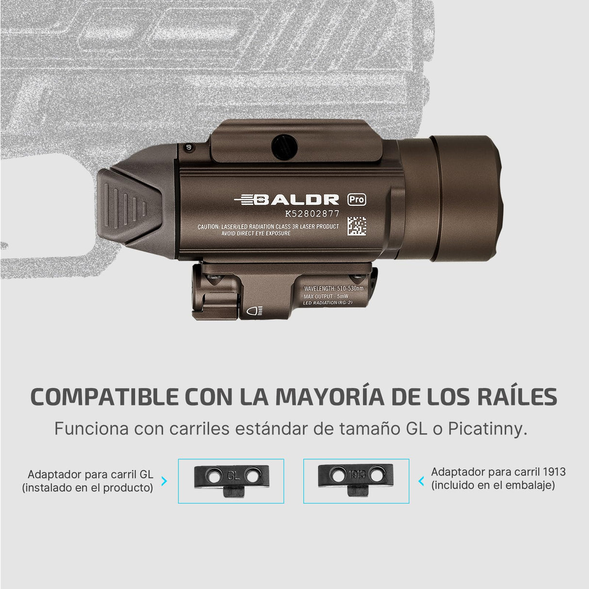 OLIGHT Baldr Pro Linterna Luz Salida 1350 Lúmenes Alcance 260 Metros y LED Blanca Recargable Baterías Incluidas IPX8 (Desierto Tan)