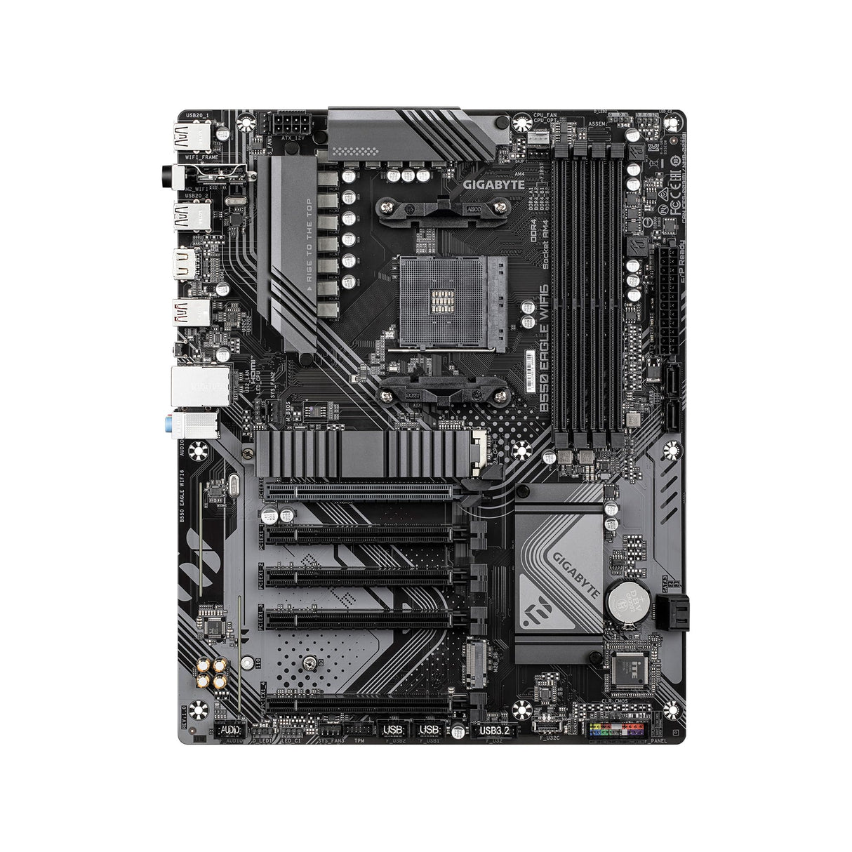 GIGABYTE B550 Eagle WIFI6 Placa Base - Procesadores AMD Ryzen Serie 5000 G, VRM de 10+3+1 Fases, hasta 3200 MHz DDR4, 1xPCIe 4.0 + 1xPCIe 3.0 M.2, LAN 1GbE, WiFi 6, USB 3.2 Gen 2