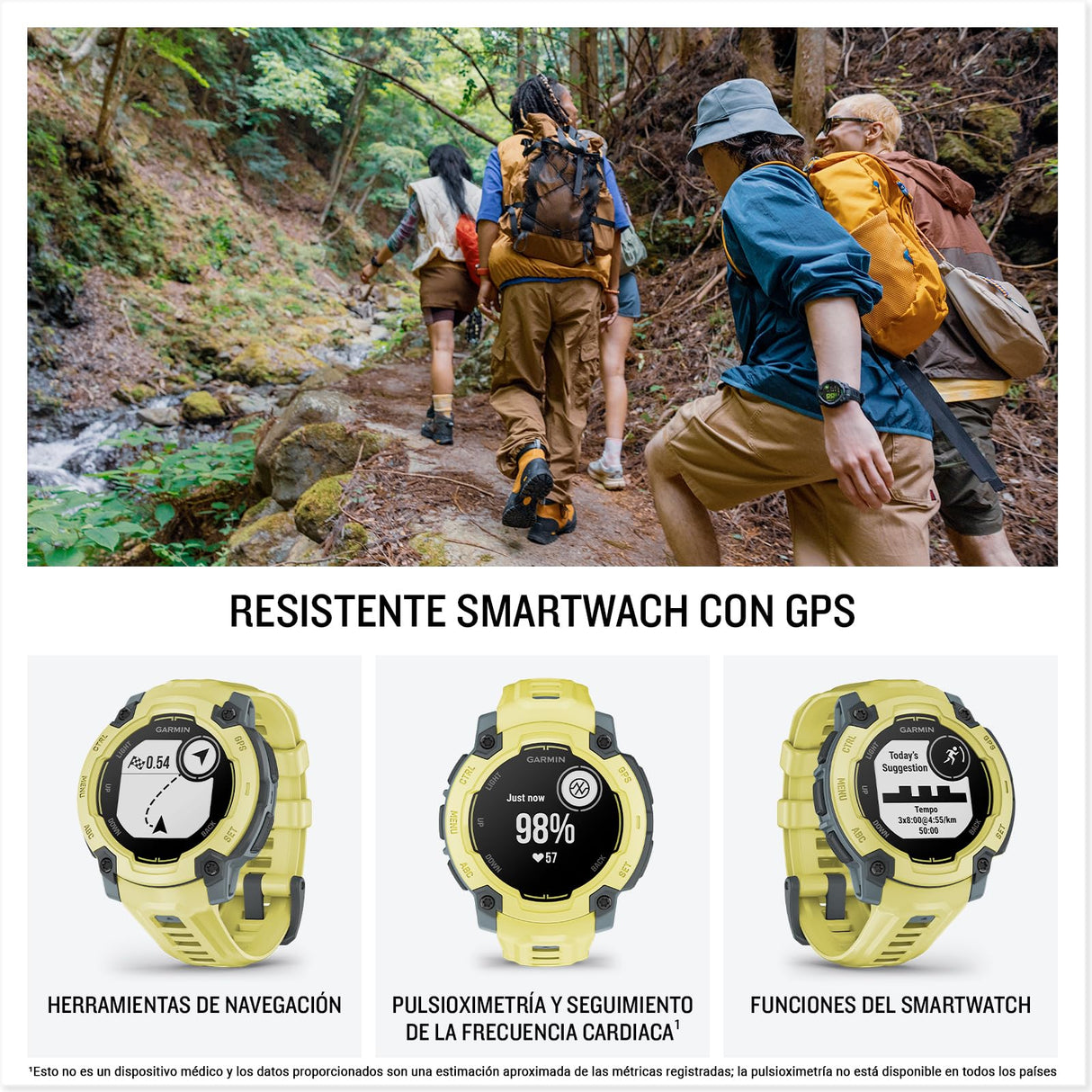 Garmin Instinct E, Reloj Inteligente con GPS, 45 mm, Resistente al Agua, Aplicaciones Deportivas integradas, Monitorización de la Salud, Notificaciones Inteligentes, Amarillo