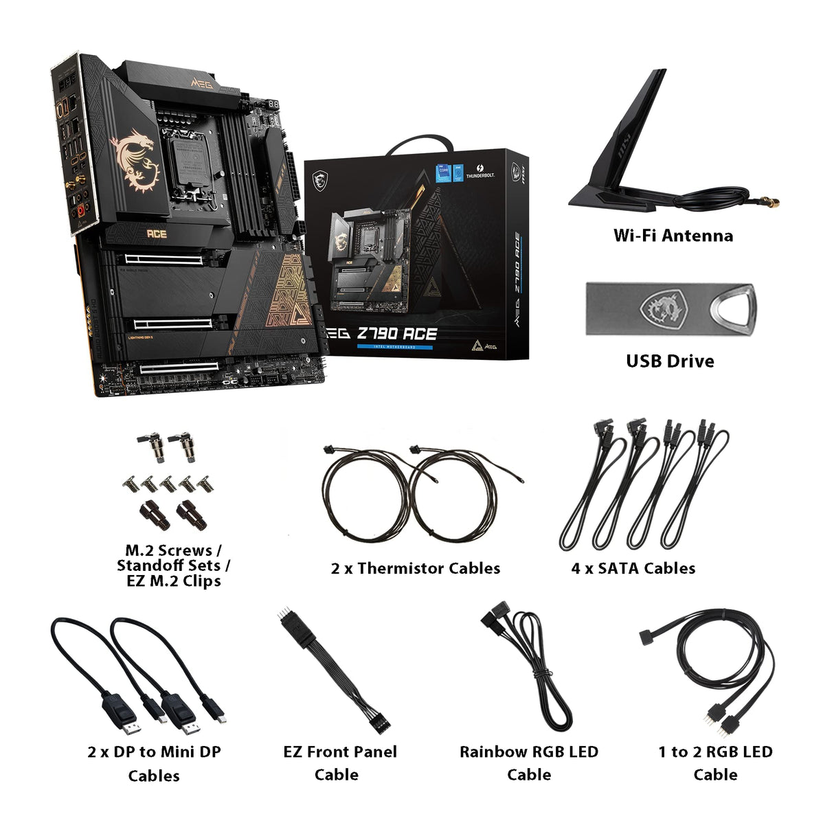 MSI MEG Z790 ACE Placa base E-ATX - Soporta procesadores Intel de 12ª y 13ª generación, LGA 1700 - 105A SPS VRM, DDR5 7800+MHz/OC, PCIe 5.0 y 4.0 x16, M.2 Gen5, LAN dual 2.5G, Wi-Fi 6E, Thunderbolt 4