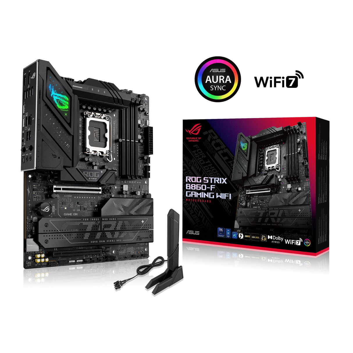 ASUS ROG Strix B860-F Gaming WiFi, Placa Base ATX, preparada para PCs con IA Avanzada, 16+1+2+1 etapas de Potencia, Ranuras DDR5, PCIe 5.0, Cuatro Ranuras M.2, WiFi 7, iluminación Aura Sync RGB