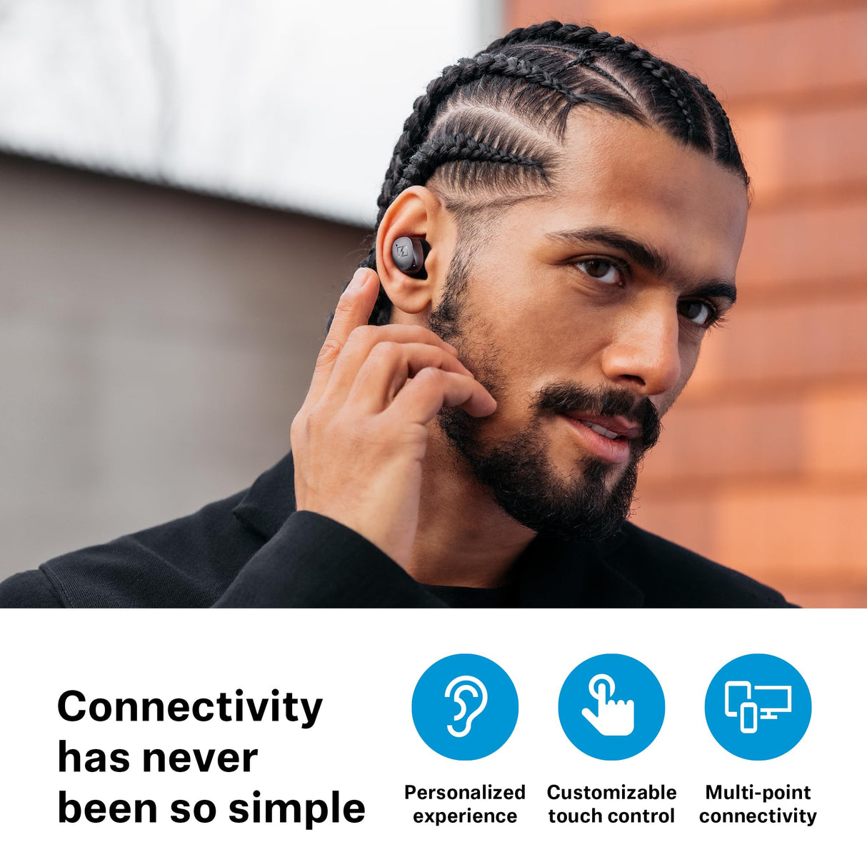 Sennheiser MOMENTUM True Wireless 4 auriculares inteligentes - Bluetooth 5.4, sonido nítido, diseño cómodo, 30 horas de autonomía y cancelación de ruido activa adaptativa - blanco plata