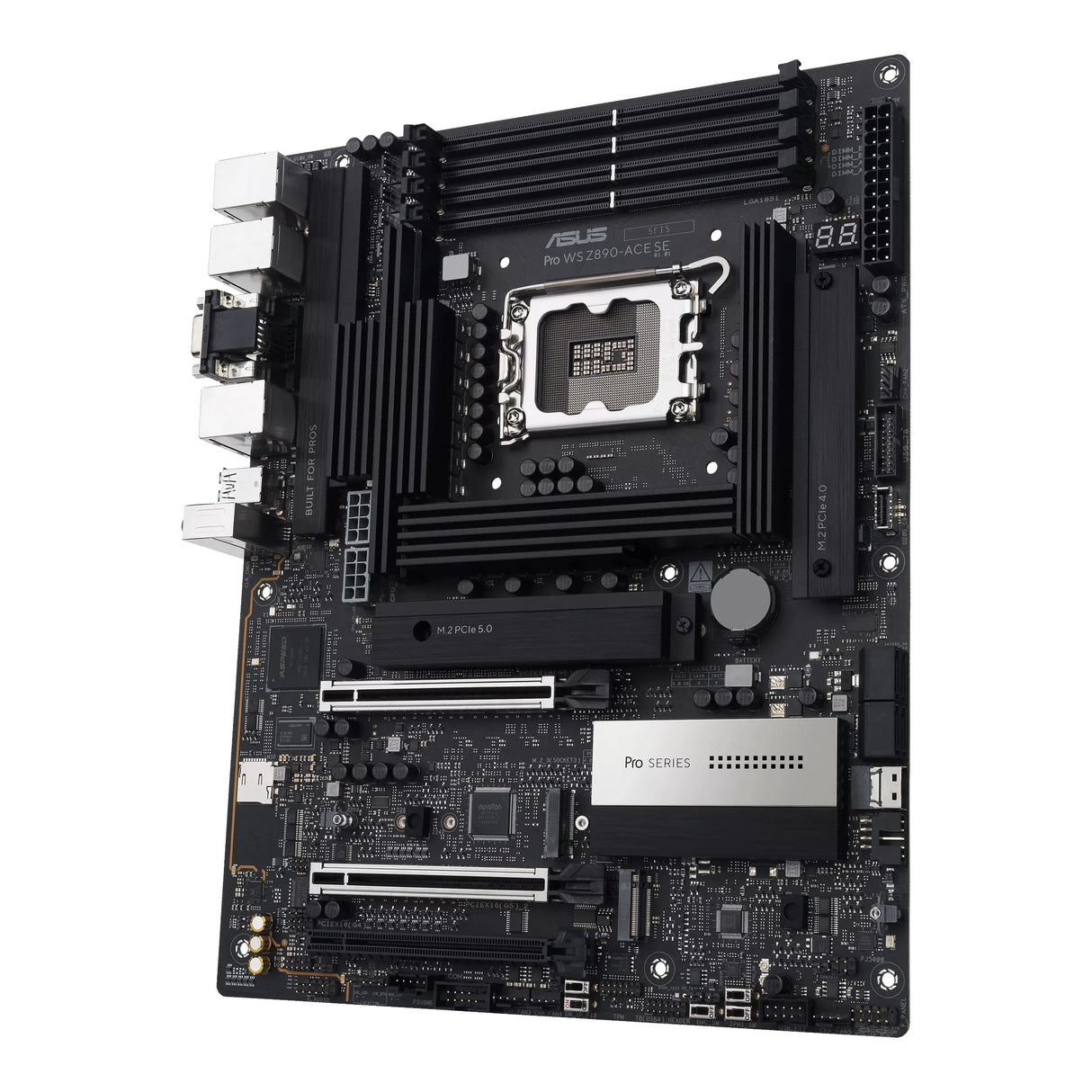ASUS Pro WS Z890-ACE SE, Placa Base Intel ATX, 16+2+1+2 Fases de alimentación, Ranura DDR5, PCIe 5.0 para Tarjetas gráficas de Nueva generación, 4 Ranuras M.2, Puertos USB-C Thunderbolt, Negro