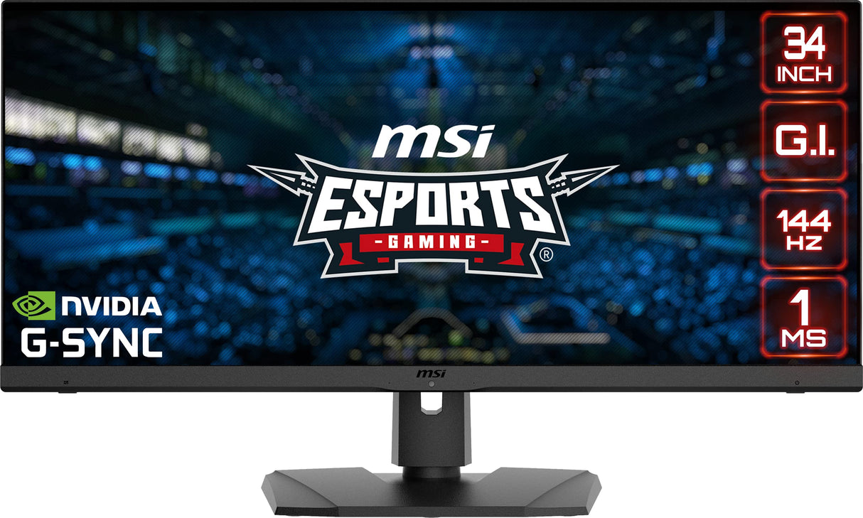 MSI Optix MPG341QR Monitor Gaming 34" Flat Display 21:9 UWQHD (3440 X 1440, Ratio 21:9, IPS, 144Hz, 1ms (MPRT), HDR 400, G-Sync Compatible, Anti-Glare) Negro
