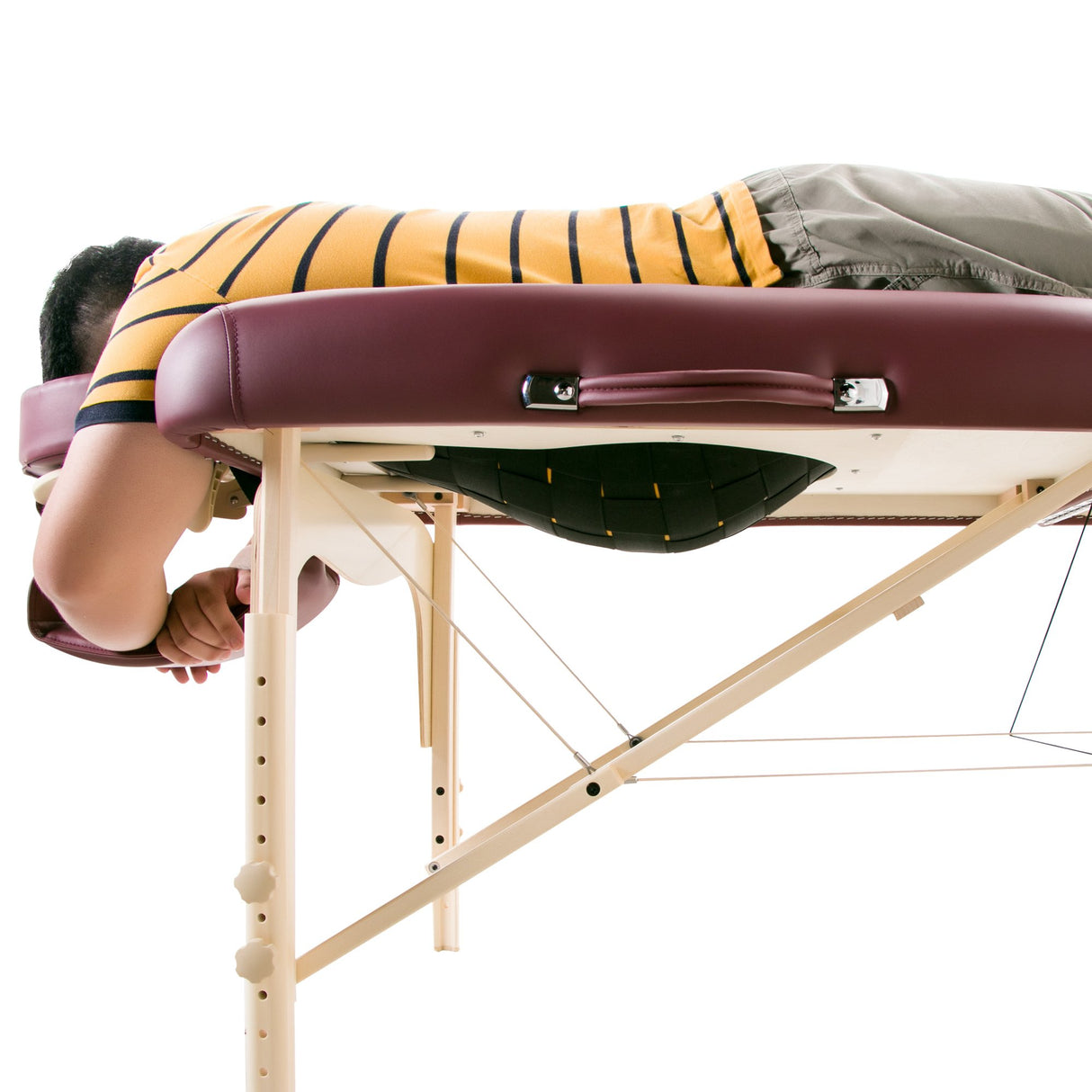 Master Massage Eva Mobil - Tumbona de masaje para embarazadas, plegable, madera, con pecho y abdomen, 71 cm, color beige