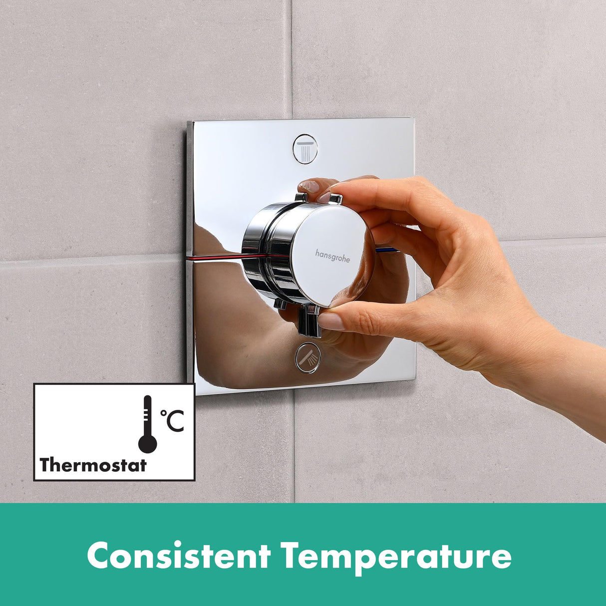 hansgrohe ShowerSelect Comfort E, termostato empotrado , grifo con botón de seguridad (SafetyStop) a 40 °C, termostato rectangular para ducha y bañera, mezclador para 2 funciones, cromo