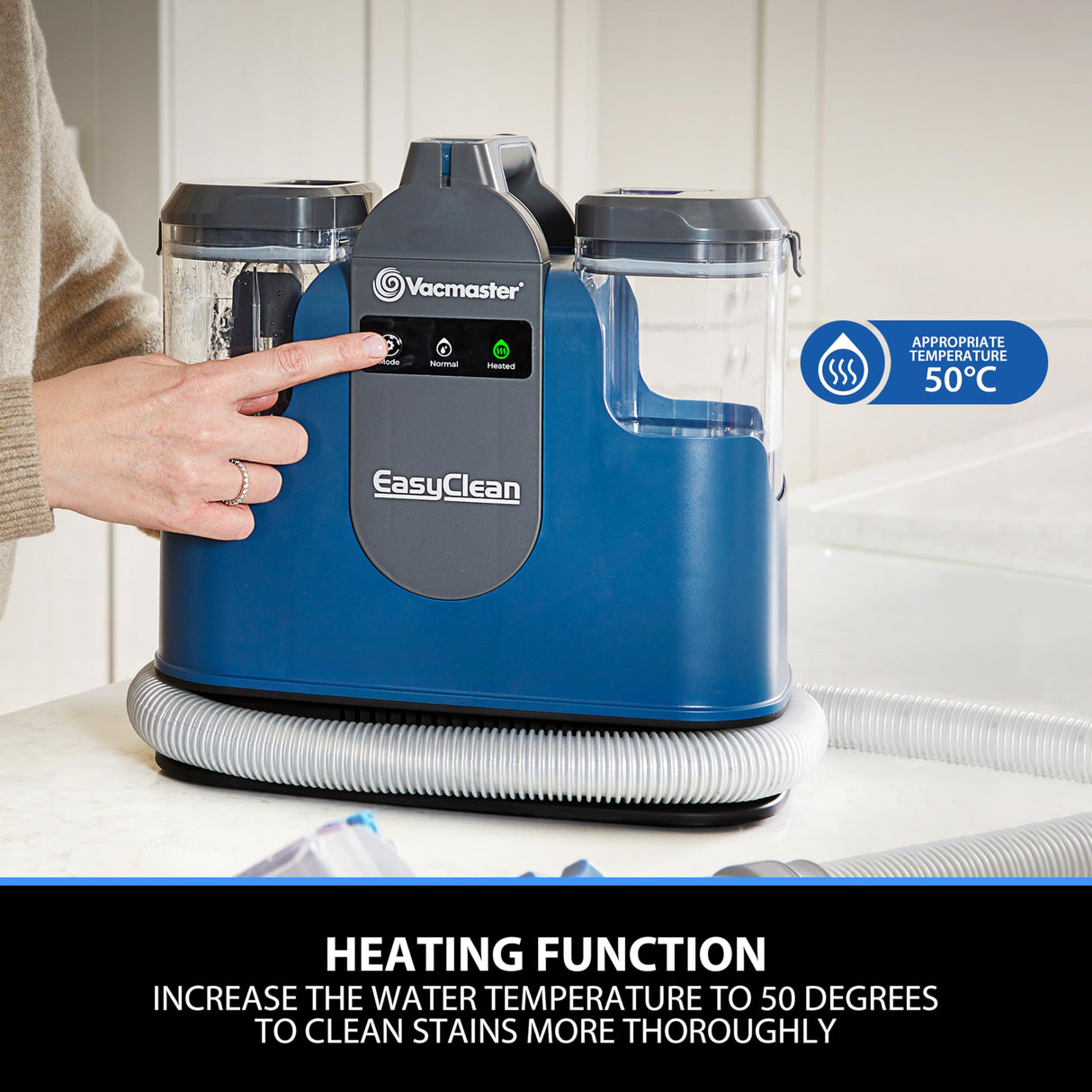 Vacmaster SCC1201H 500W Aspiradora Limpiadora de Alfombras con Tecnología de Calentamiento Dispositivo de Limpieza de Tapicería Ideal para Limpiar, Sofás, Asientos de Coche, Moquetas