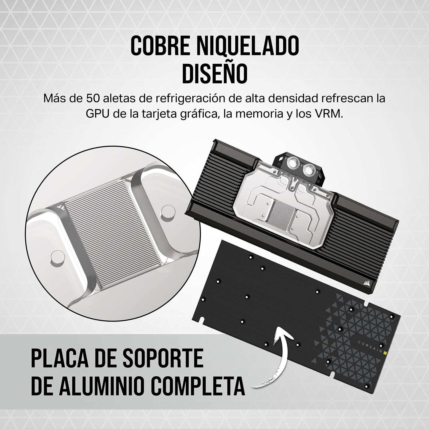 Corsair Hydro X Series XG7 RGB RX 7900 XTX Bloque de refrigeración líquida para GPU - para AMD Radeon™ RX 7900 XTX - Bloque de refrigeración líquida para GPU de Cobre - Negro