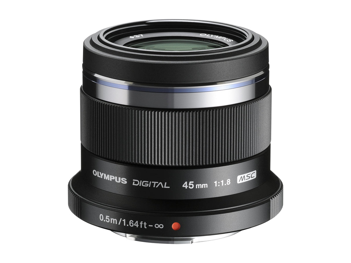 Objetivo Olympus M.Zuiko Digital 45 mm F1.8, longitud focal fija rápida, apto para todas las cámaras MFT (modelos Olympus OM-D & PEN, serie G de Panasonic), negro