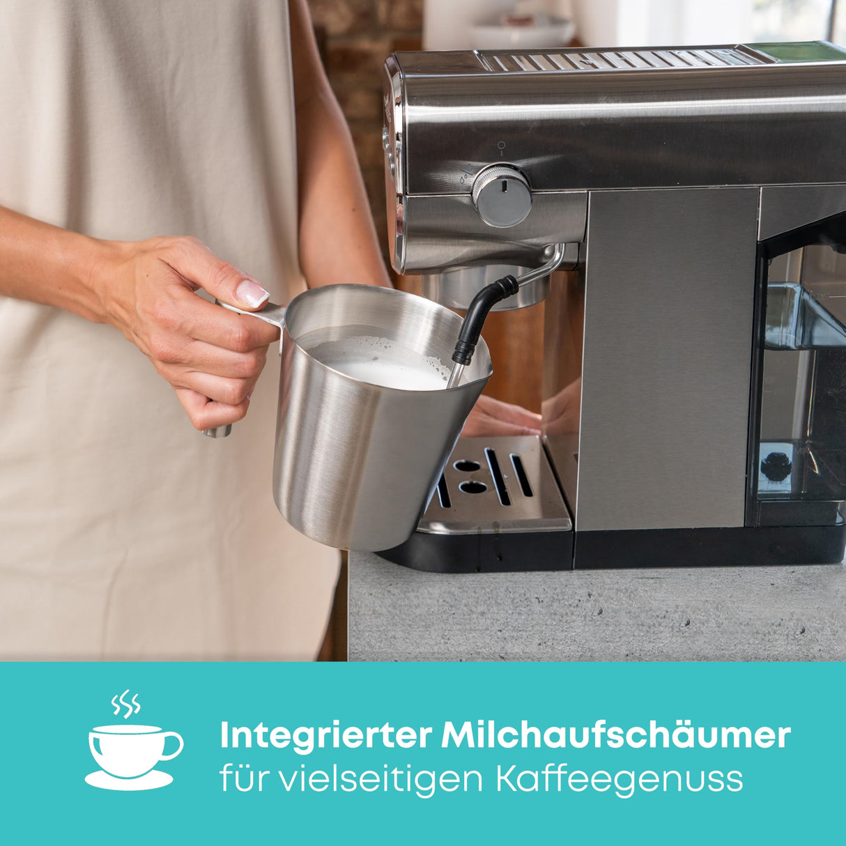 Profi Cook PC ES 1265 - Cafetera 2 en 1 | Cápsulas de café y polvo espresso | Máquina portafiltro 20 bar bomba italiana | Incluye boquilla espumador de leche | Portafiltros para café espresso
