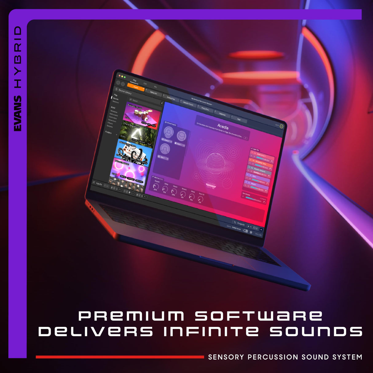 Evans Sistema de sonido de percusión sensorial híbrido, incluye software, interfaz de audio, 3 sensores de batería y cables, transforma cualquier batería en herramienta de música personalizable