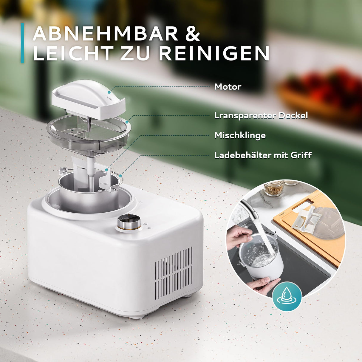 EUHOMY Máquina de helados con compresor, 0,8 L, 100 W, máquina de hielo autorefrigerante, para helados, batidos, yogur congelado, batidos de leche, con cuenco y plantillas de recetas
