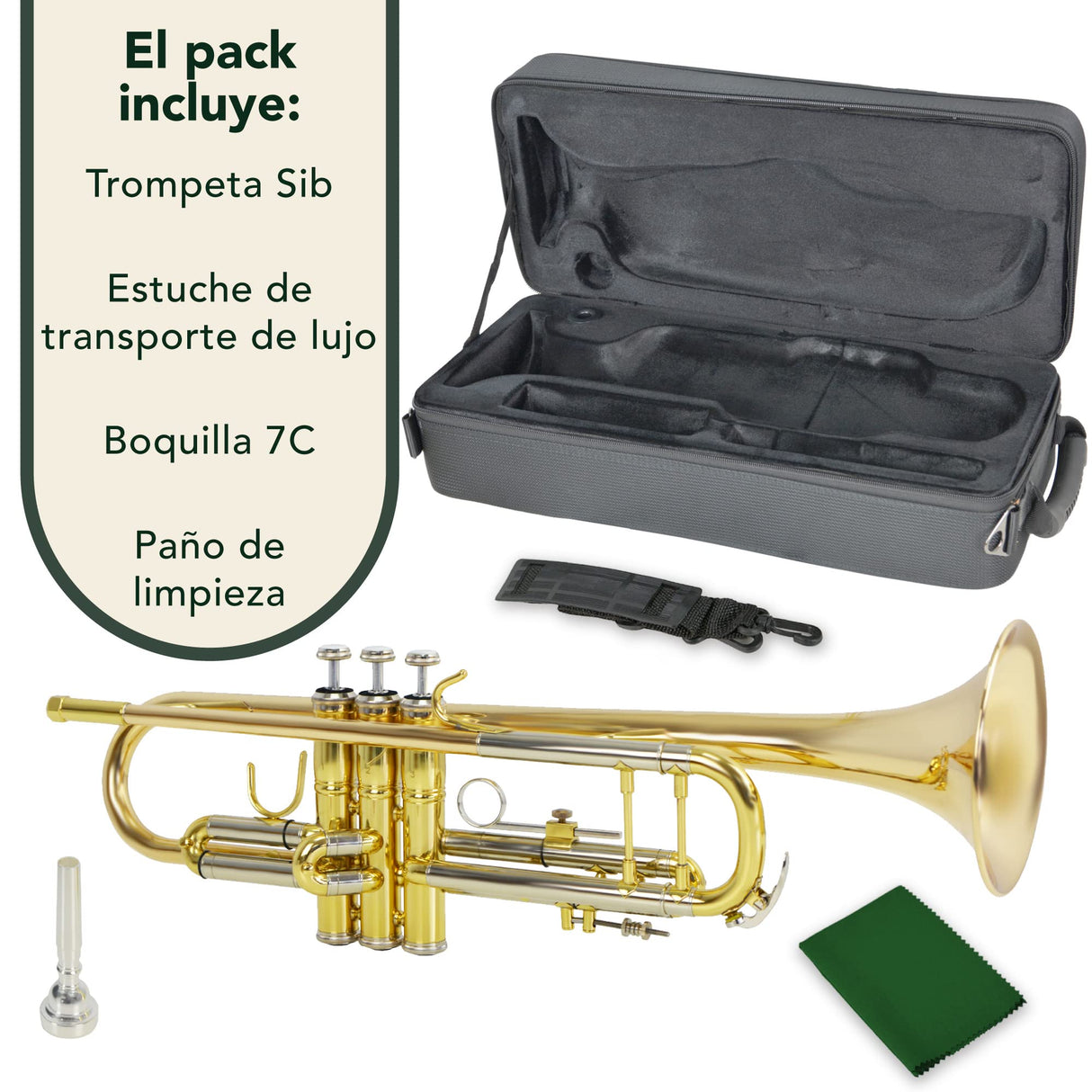 Montreux Concert Series Intermediate Advanced Bb Trompeta Con Estuche De Transporte Premium, Portavoz De 7C - Latón Plateado De Plata, Campana De 4.75 Pulgadas / 12 Cm, B Plana
