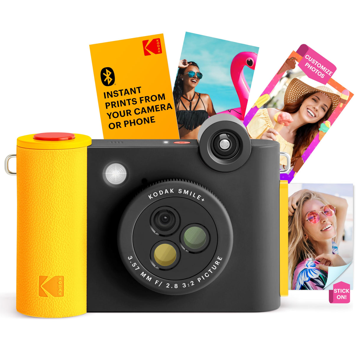 KODAK Smile+ Cámara Digital instantánea 2-en-1 y Impresora Bluetooth - 10MP, Lente giratoria con Efectos, Fotos Adhesivas Zink 2x3”, Imprime Desde App en Dispositivos Inteligentes - Negro
