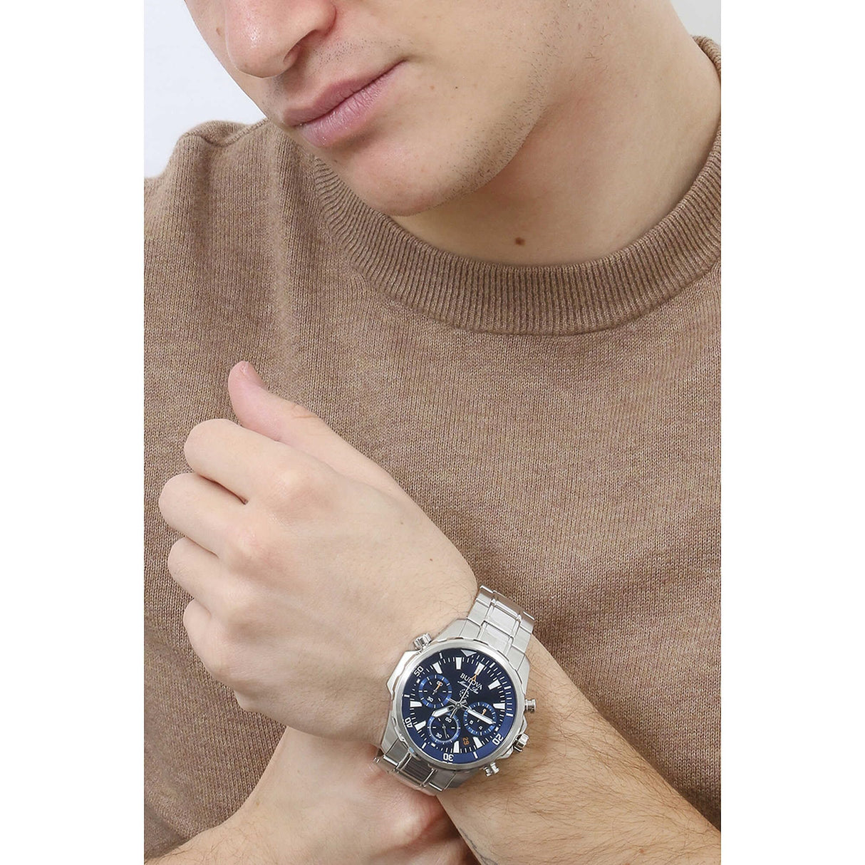Bulova Reloj Cronografo para Hombre de Cuarzo con Correa en Acero Inoxidable 96B256