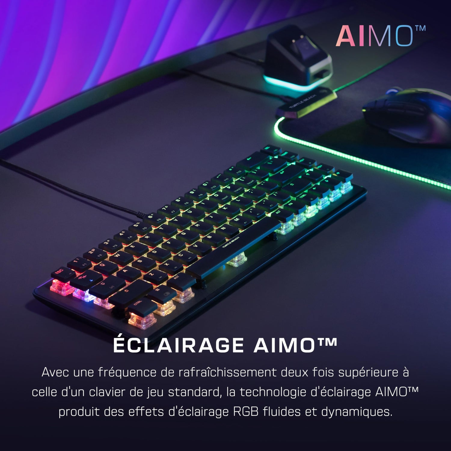 Turtle Beach Vulcan II Mini - Teclado óptico para Juegos 65% con iluminación RGB Personalizable, tecnología de duplicación de Botones, Placa de Aluminio - Negro