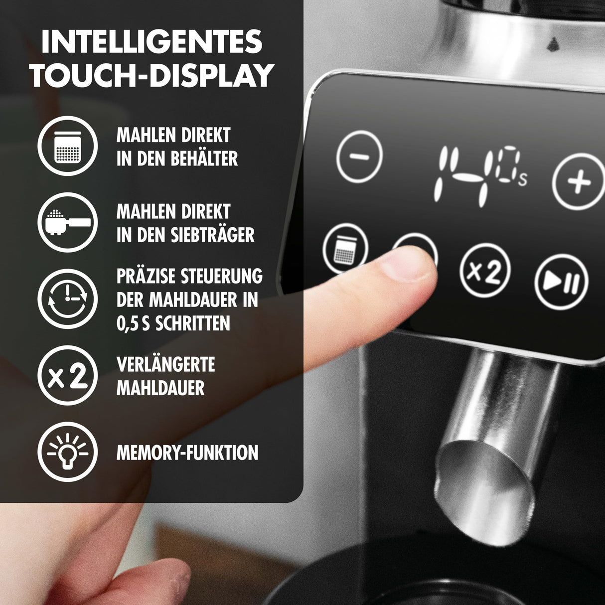 GASTROBACK Barista Molinillo de café eléctrico para máquina portafiltros, grado de molienda ajustable en 30 niveles, molinillo cónico, molinillo de café eléctrico, molinillo de café expreso