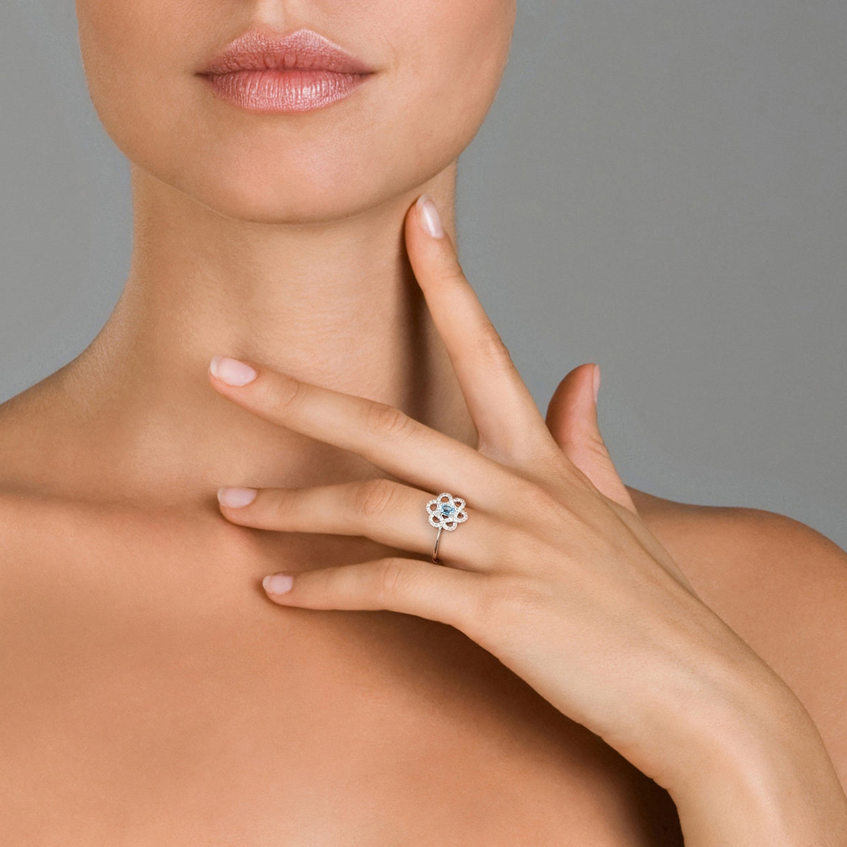 Orphelia Mujer 18 k (750) oro blanco redondo blanco diamante