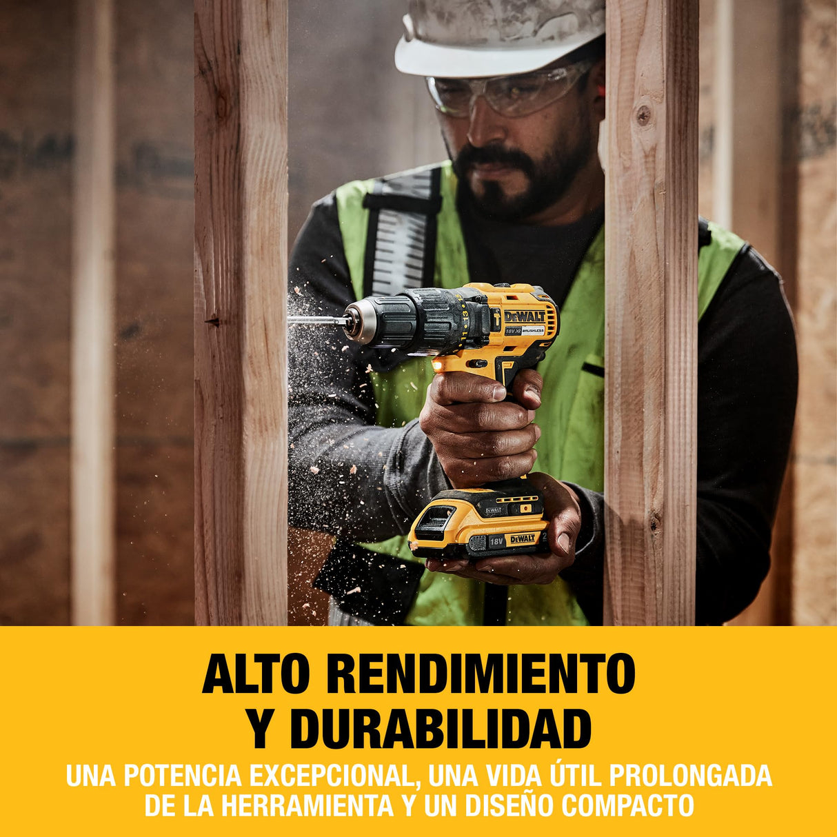DEWALT XR 18V Brushless Taladro Atornillador Percutor Compacto a Batería, con 2 Baterías XR Li-Ion 2Ah, Cargador, Maletín, Alto Par, Luz LED, Rendimiento Versátil - DCD778D2T-QW