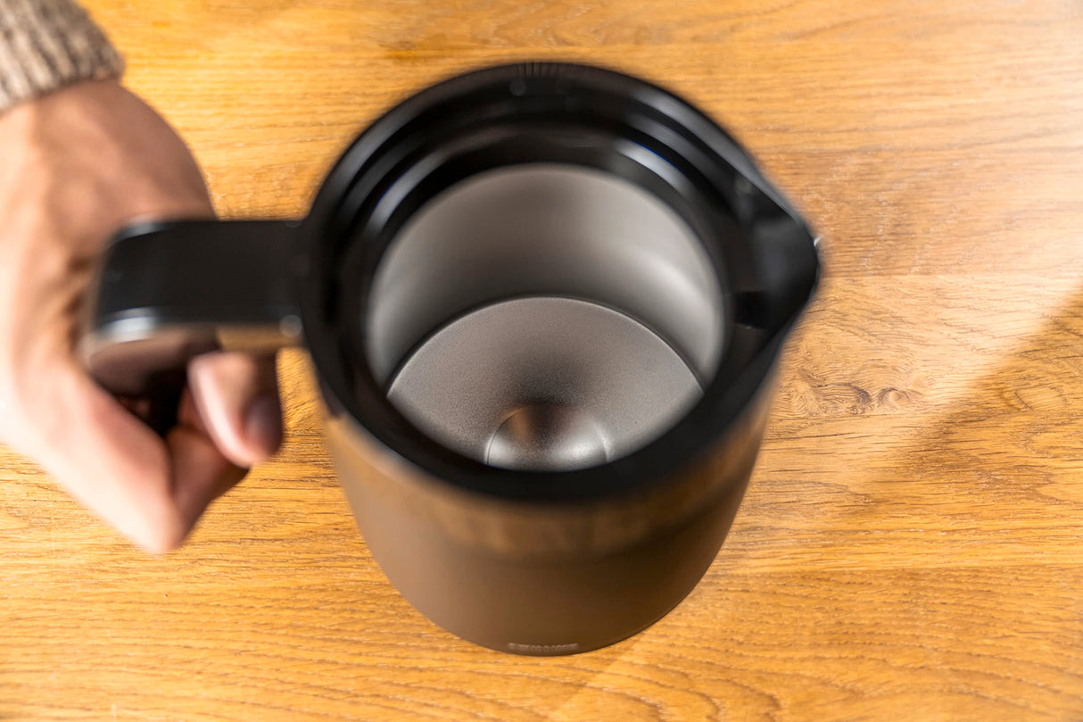 ZWILLING ENFINIGY Cafetera de filtro con jarra térmica de 1,25l, Cafetera con calentador, para 10 tazas, Función blooming, Acero inoxidable, Negro