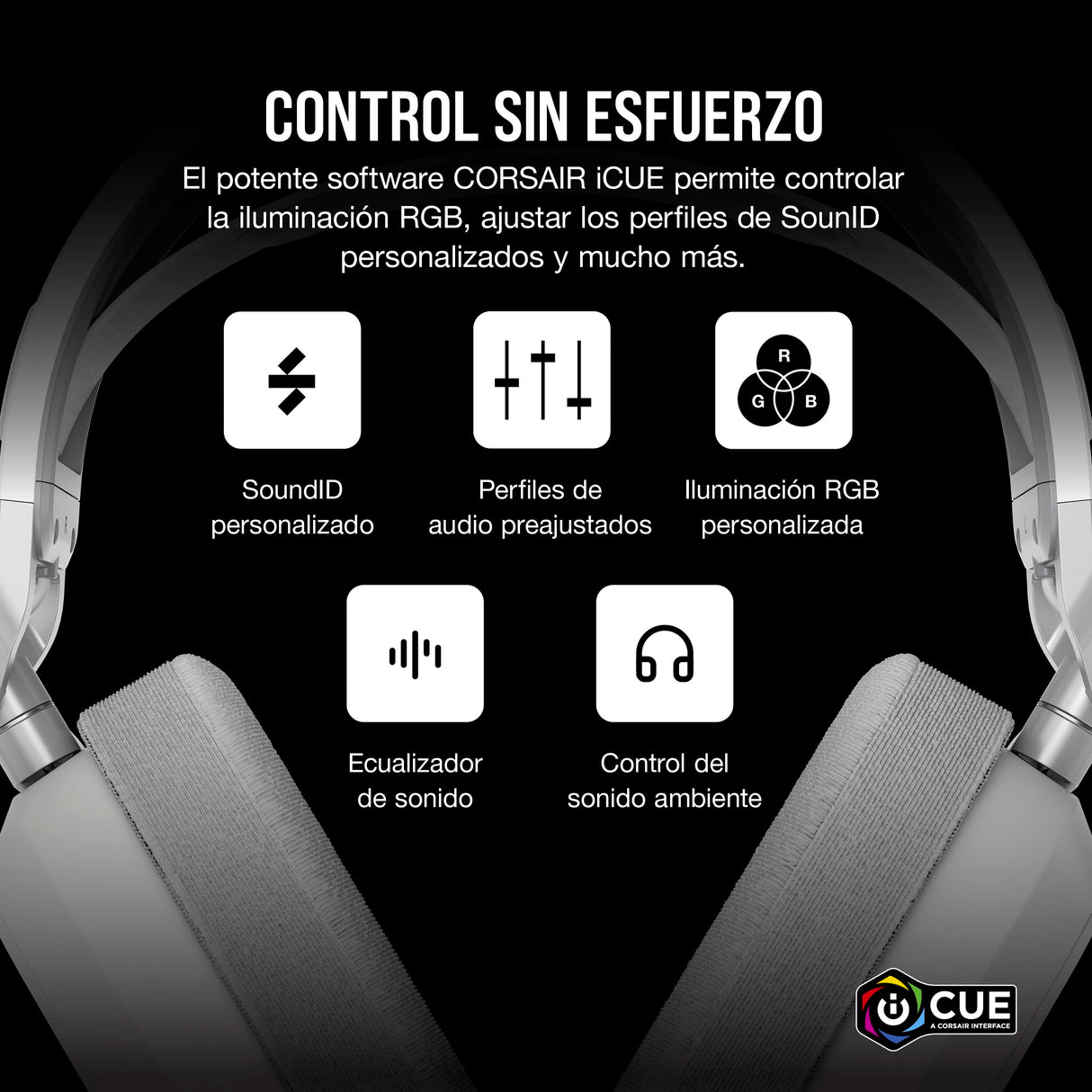 Corsair HS80 MAX Wireless Auriculares para Juegos Multiplataforma con Bluetooth – Dolby Atmos – Micrófono de Calidad Broadcast – Compatible con iCUE – PC, Mac, PS5, PS4, Switch, Móvil – Blanco