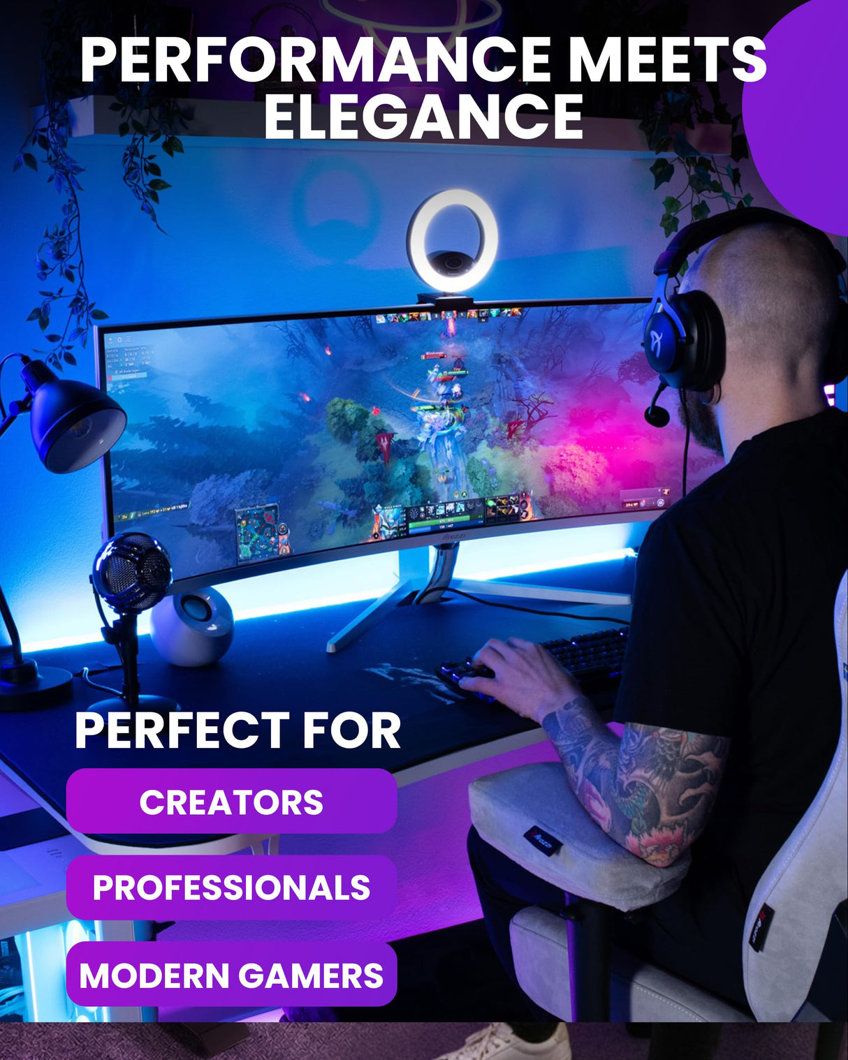 Arozzi Nova 49" Monitor Gaming Curvo VA DQHD 5120×1440, 165 Hz, 1 ms, FreeSync, HDR, USB-C 65W, Ultrapanorámico, Altavoces Integrados – Blanco