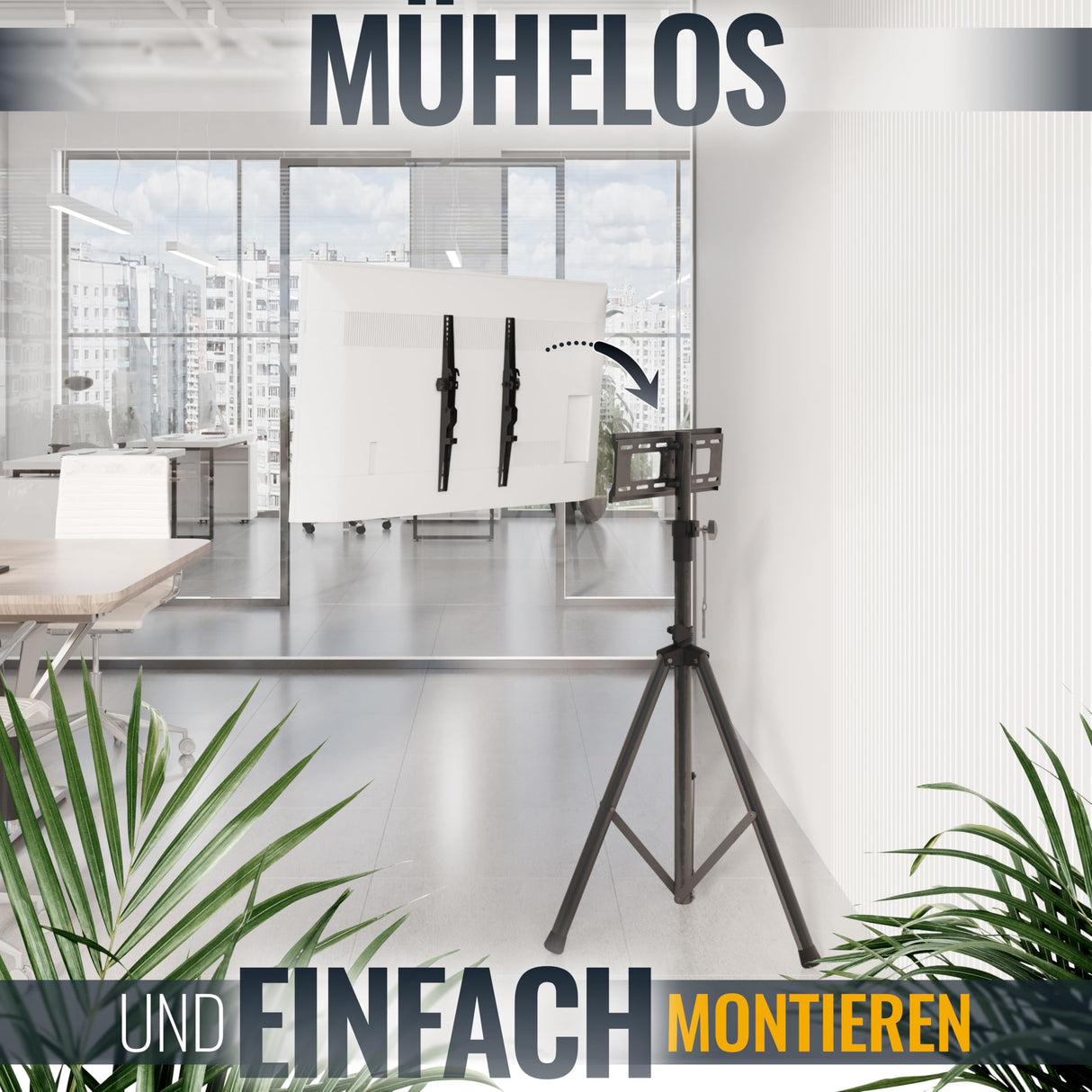 RICOO Soporte TV Base de pie Pedestal Suelo Televisión 32-55" (81–140cm) FS0844 Tripode Inclinable Televisor LED/LCD VESA 200x200-400x400