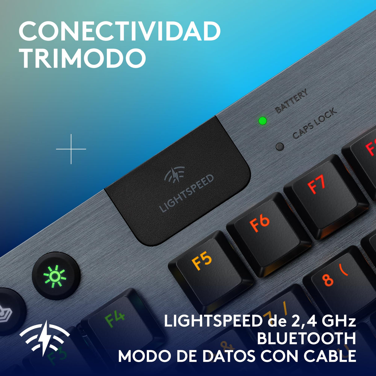 Logitech G G915 X LIGHTSPEED TKL, Teclado para gaming inalámbrico de perfil bajo, teclas de PBT de doble moldeado, elegante acabado aluminio, clic perceptible azul GL -PC/Mac, QWERTY US INT'L - Negro