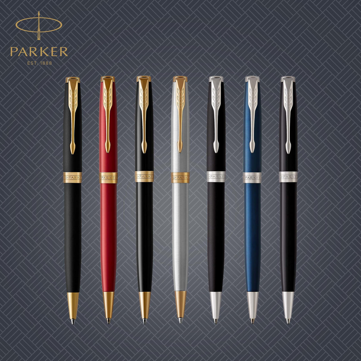 Parker Sonnet bolígrafo | lacado en negro mate con adorno dorado | punta media | en estuche de regalo