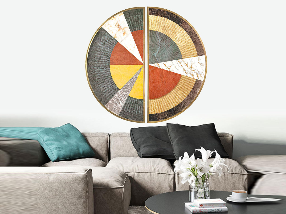 CUADRO 2 MEDIAS ESFERAS ACRILICO M/ALUMINIO