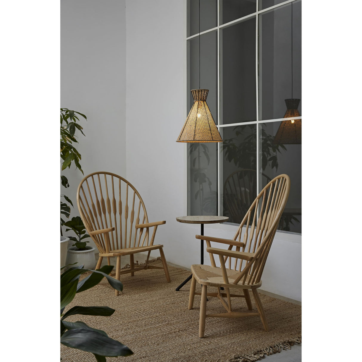 LAMPARA DE TECHO 42X42X43 METAL NEGRO/RATAN NATURAL