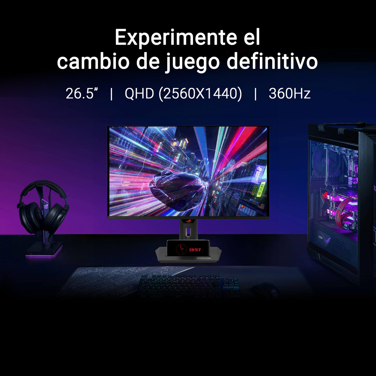 ASUS ROG Strix OLED XG27ACDNG - Monitor Gaming con Panel QD-OLED 1440p de 27 Pulgadas, 360 Hz, 0,03 ms, antiparpadeo, Care+, Brillo Uniforme, Compatible con G-Sync