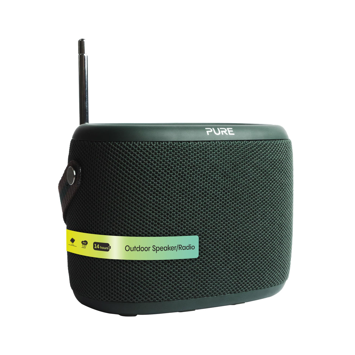 Pure Woodland Altavoz para Exteriores con Bluetooth y Radio Dab+/FM (Resistente al Agua IP67, portátil, batería de 14h jardín y Camping) Verde