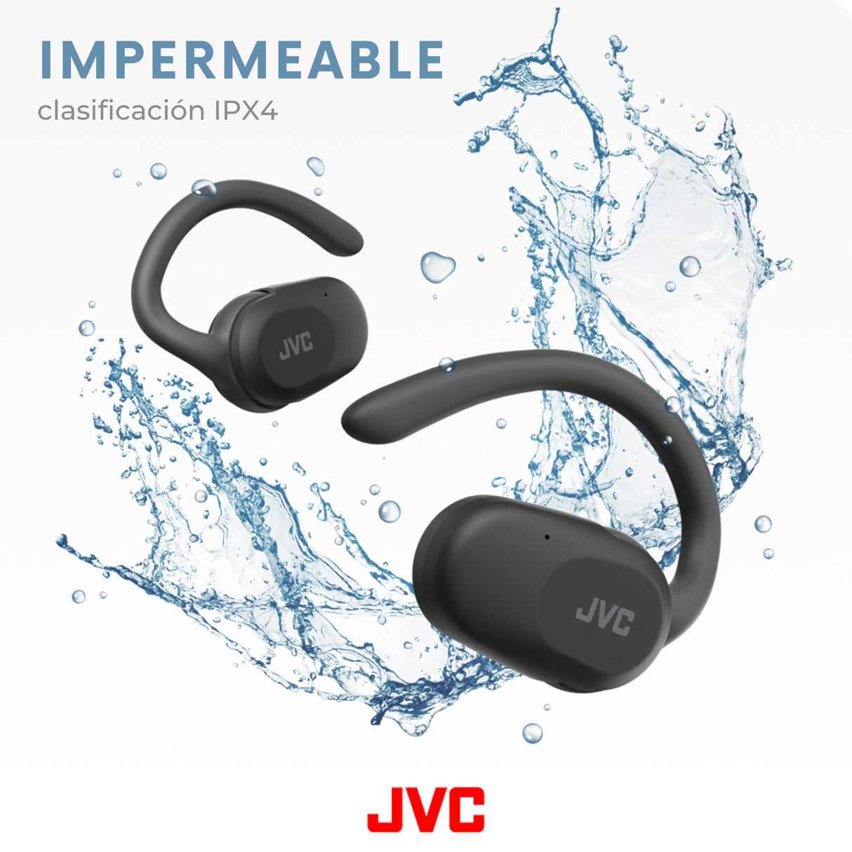 JVC Auriculares Inalámbricos Bluetooth | 26h de Batería y Carga Rápida | Oido Abierto | Ligeros y Resistentes a Salpicaduras | Ideales para el Deporte y Control Táctil - HA-NP40T (Negro)