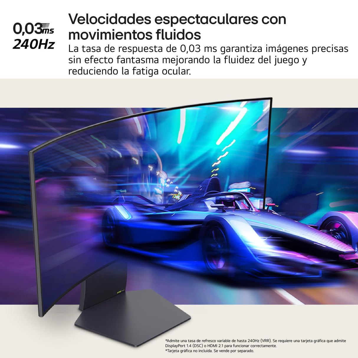 LG 39GS95QE-B - Monitor Gaming Ultragear Curvo, 39", OLED UW5K2K (5120 x 2160), Curvatura 800R, 21:9, 240 Hz, 0.03 ms, AMD FreeSync Premium Pro, Acabado Anti-Glare, Negro